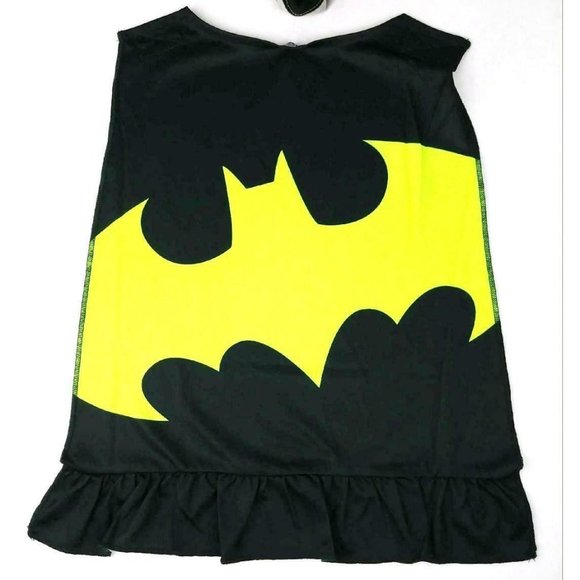 BATMAN Girls Medium Shirt Top New With Cape Glitter grey black yellow DC Comics - Picture 4 of 7